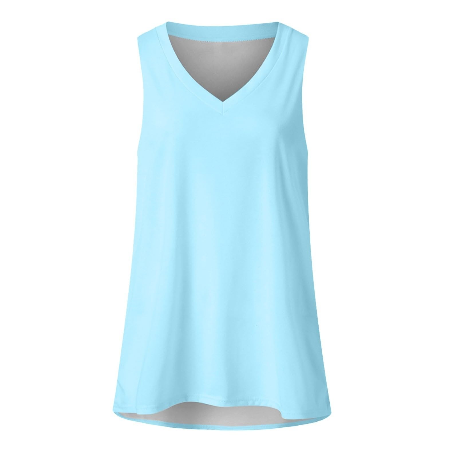 thumbnail image 4 of Camisa sin mangas con cuello en V para mujer para el verano: top informal oversize, poliéster/spandex, moda playera, tallas S-XXXXXL., 4 of 4